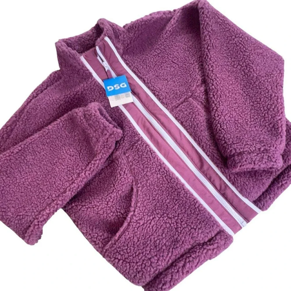 DSG Girls Purple Fuzzy Fleece Full Zip Jacket L (14) NWT WINTER GEAR‎ COAT